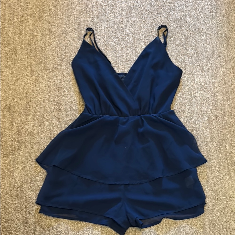 Elegant Navy V-Neck Jumpsuit